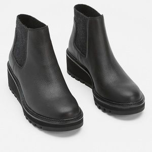 EILEEN FISHER CHELSEA WEDGE WASHED LEATHER BOOTIE
